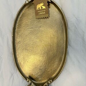 Handcrafted in India Gold Oval Tray